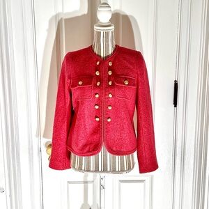 Talbots 6p pink blazer gold buttons classic wool blend B287